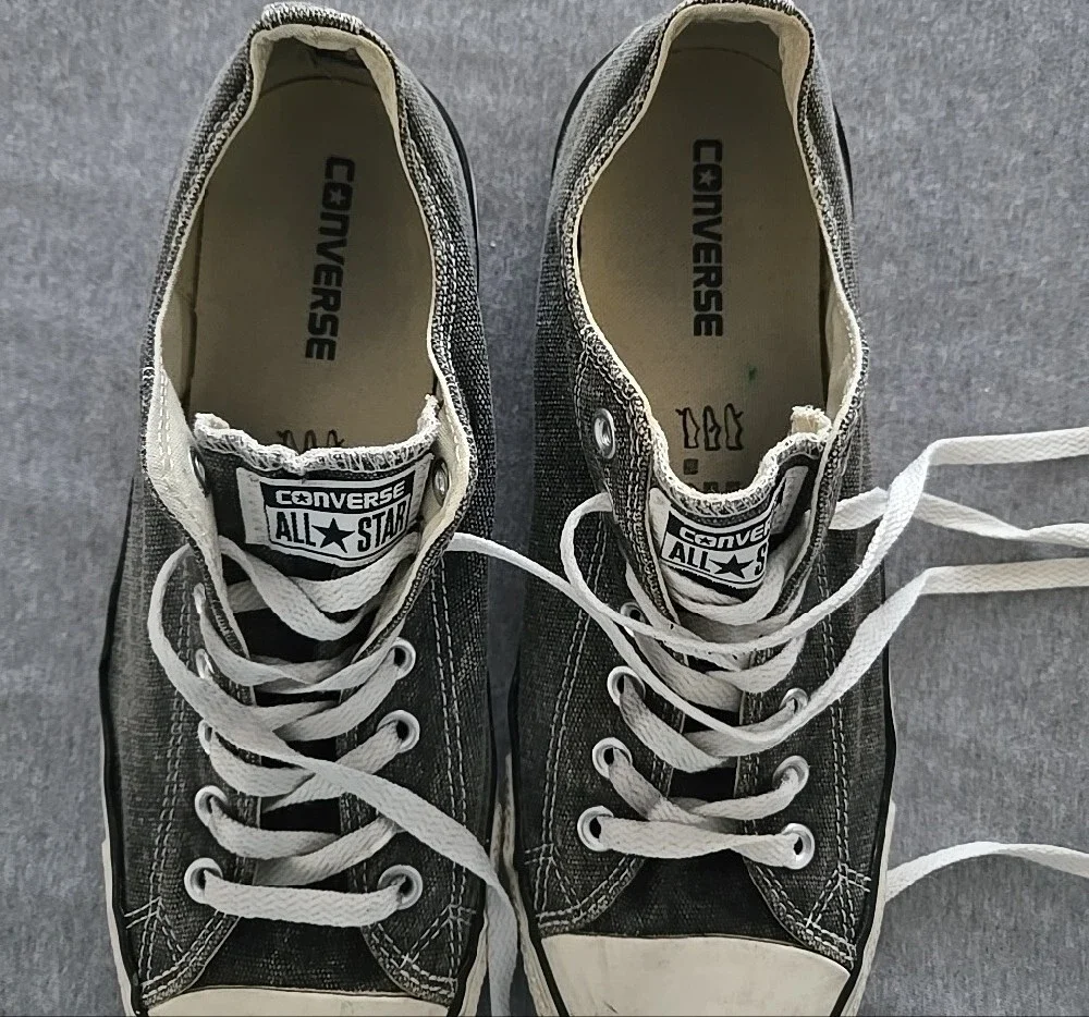 Converse Distressed Black & White Low-Top Canvas Sneakers